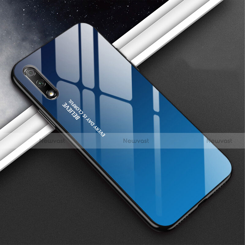 Silicone Frame Mirror Case Cover M02 for Huawei P Smart Z (2019) Blue