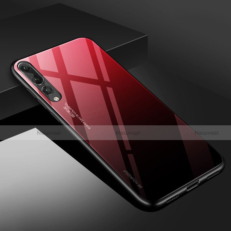 Silicone Frame Mirror Case Cover M02 for Huawei P20 Pro Red