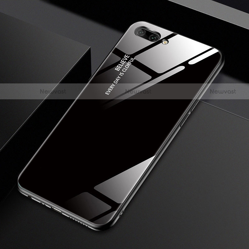 Silicone Frame Mirror Case Cover M02 for Oppo A12e Black