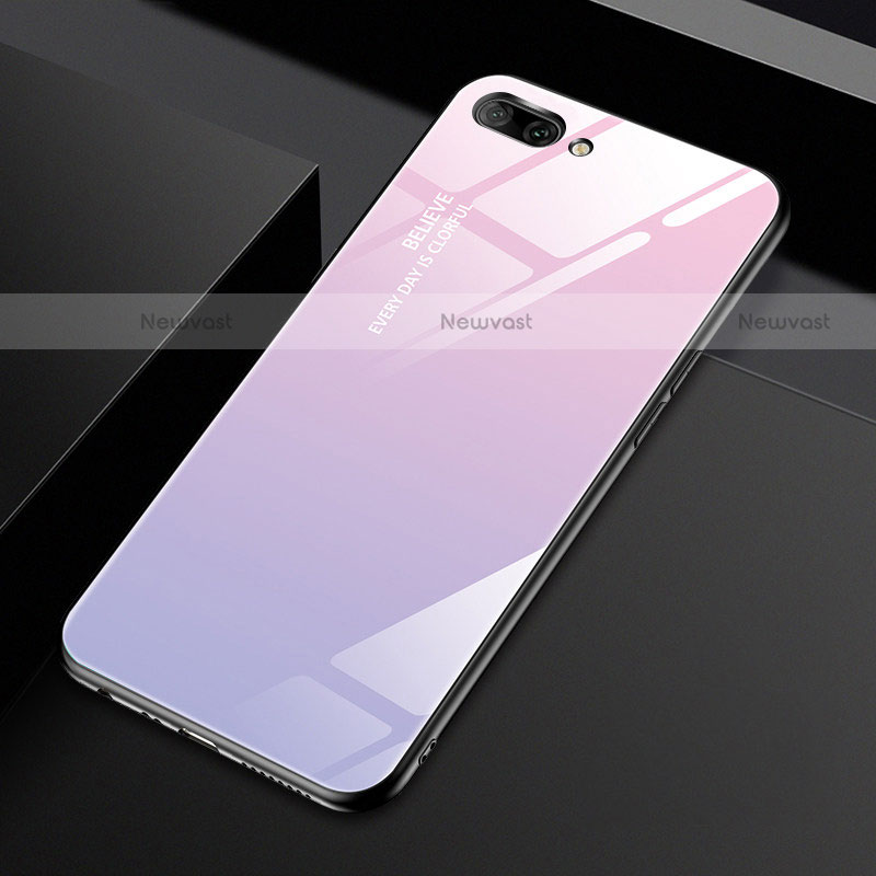 Silicone Frame Mirror Case Cover M02 for Oppo A12e Pink