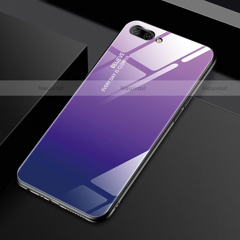 Silicone Frame Mirror Case Cover M02 for Oppo A5 Clove Purple