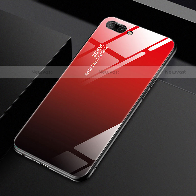 Silicone Frame Mirror Case Cover M02 for Oppo A5 Red