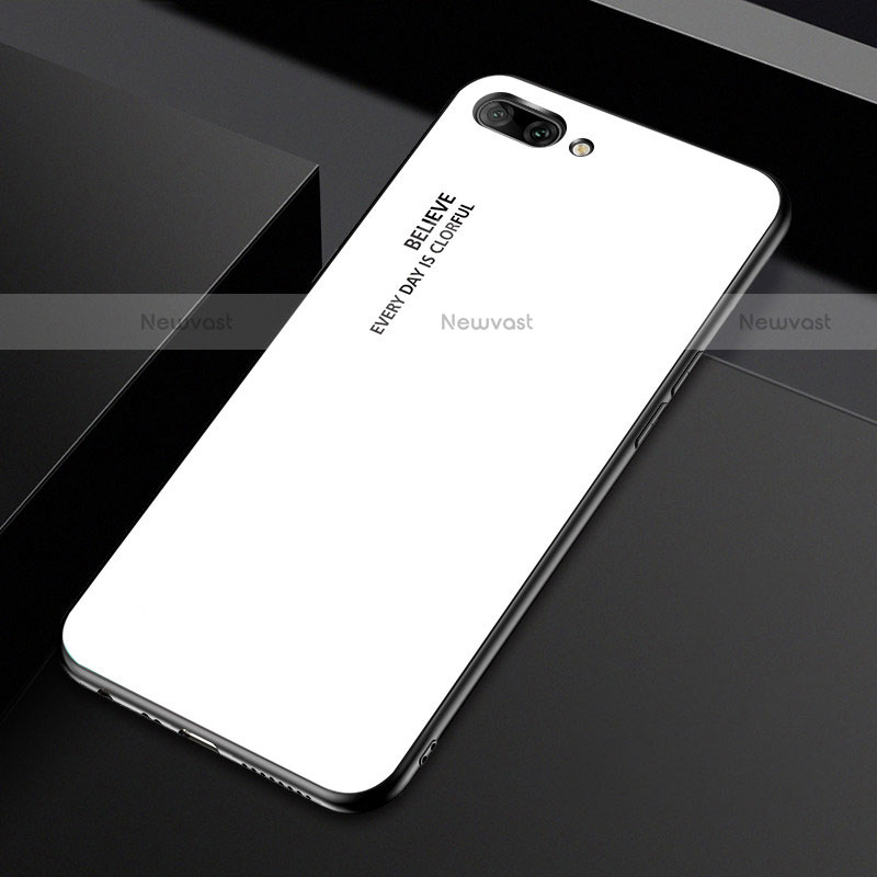 Silicone Frame Mirror Case Cover M02 for Oppo A5 White