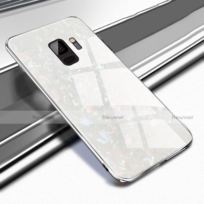 Silicone Frame Mirror Case Cover M02 for Samsung Galaxy S9 White