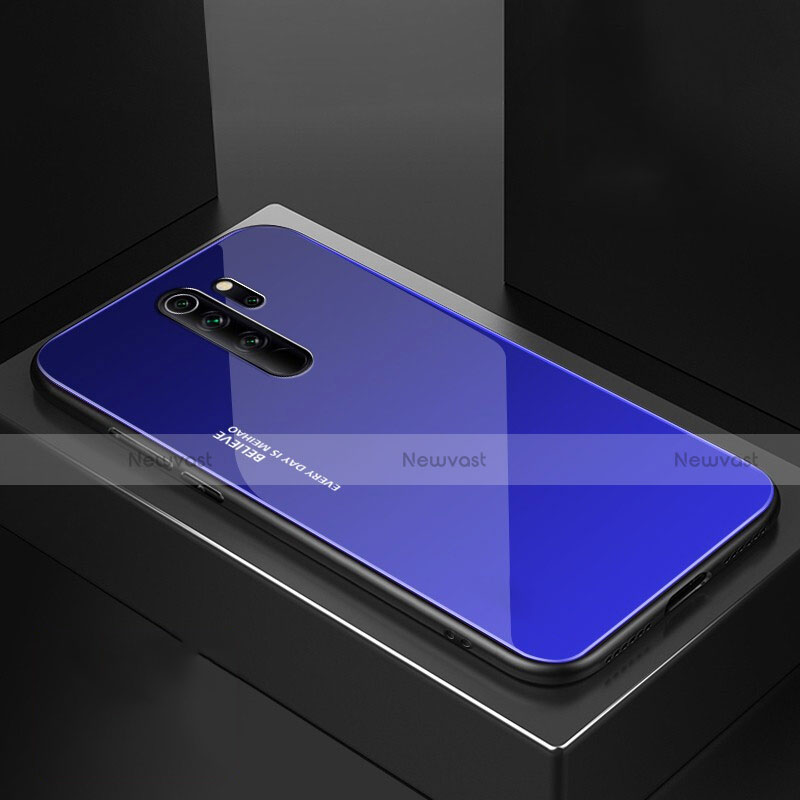 Silicone Frame Mirror Case Cover M02 for Xiaomi Redmi Note 8 Pro Blue