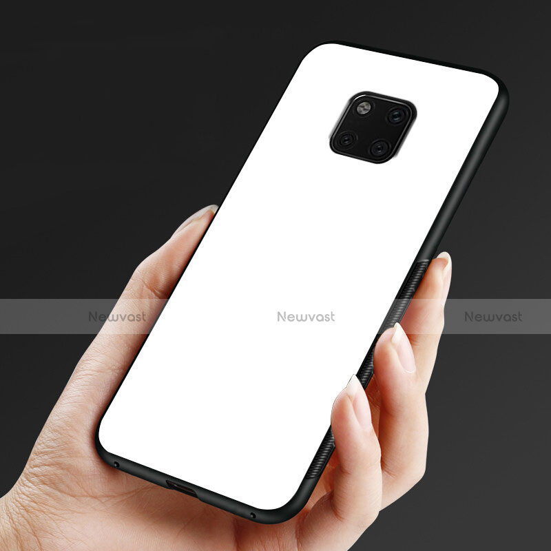 Silicone Frame Mirror Case Cover M03 for Huawei Mate 20 Pro White