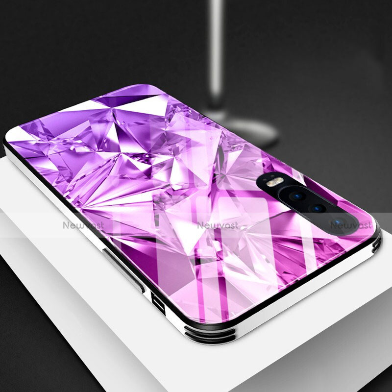 Silicone Frame Mirror Case Cover M03 for Huawei P30 Purple