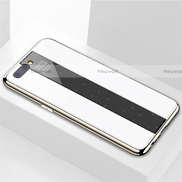 Silicone Frame Mirror Case Cover M03 for Oppo AX5 White