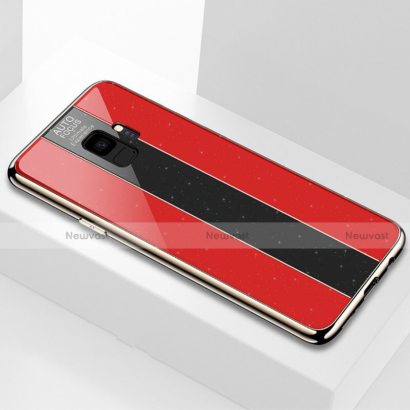 Silicone Frame Mirror Case Cover M03 for Samsung Galaxy S9 Red