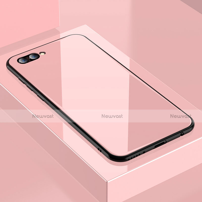 Silicone Frame Mirror Case Cover M04 for Huawei Honor View 10 Rose Gold