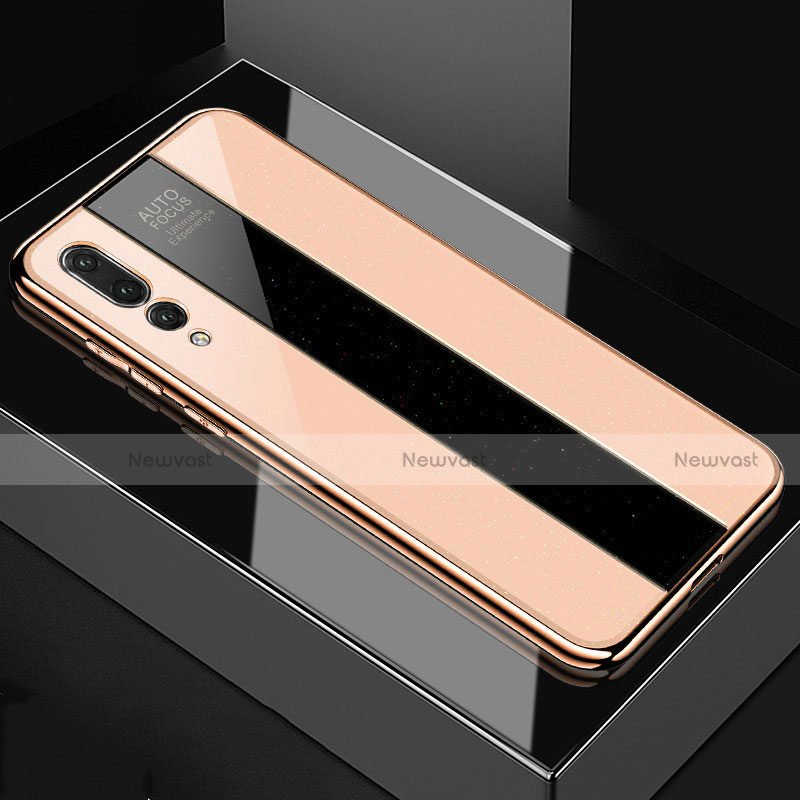 Silicone Frame Mirror Case Cover M04 for Huawei P20 Pro Gold