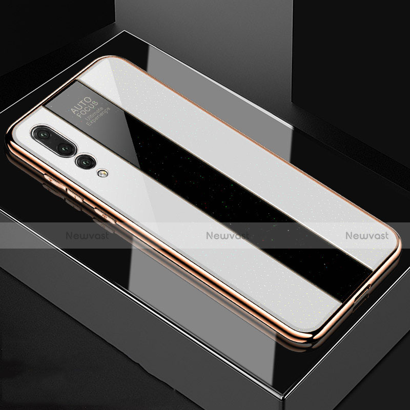 Silicone Frame Mirror Case Cover M04 for Huawei P20 Pro White