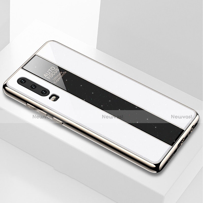 Silicone Frame Mirror Case Cover M04 for Huawei P30 White