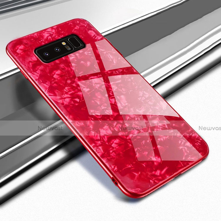 Silicone Frame Mirror Case Cover M04 for Samsung Galaxy Note 8 Red