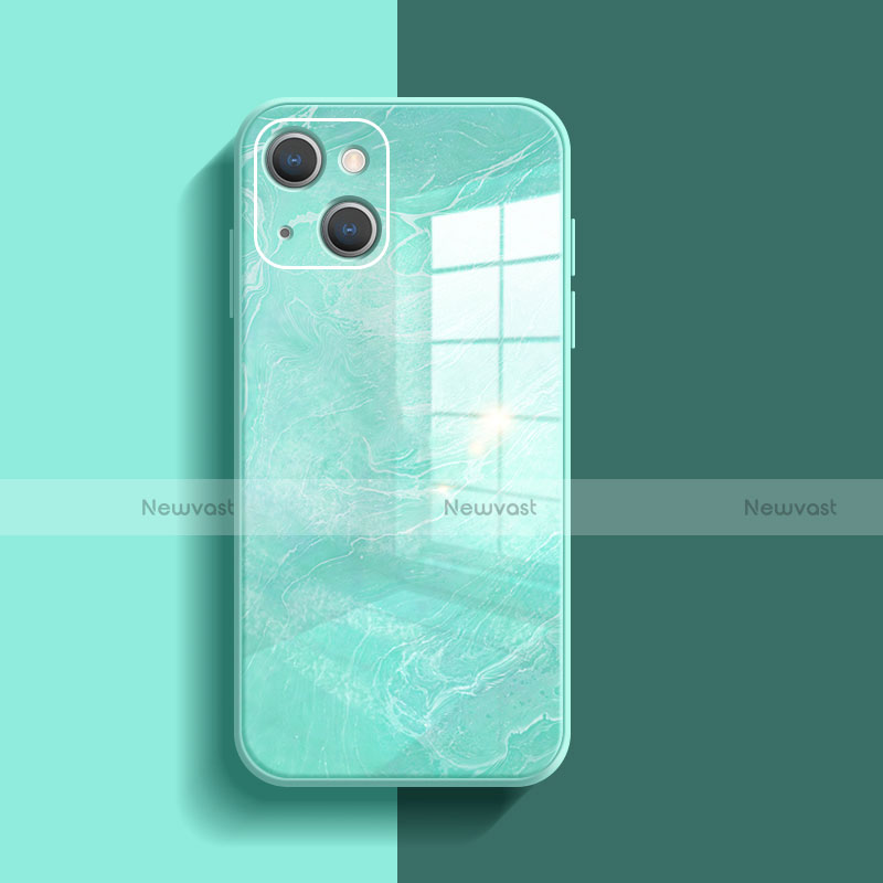 Silicone Frame Mirror Case Cover M05 for Apple iPhone 13 Mini Green