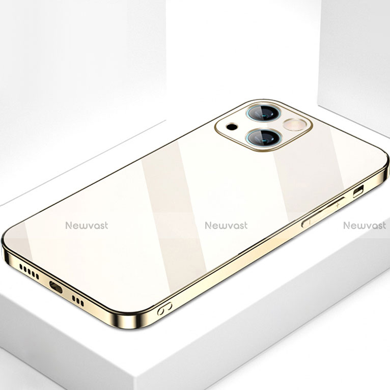 Silicone Frame Mirror Case Cover M09 for Apple iPhone 13 Gold