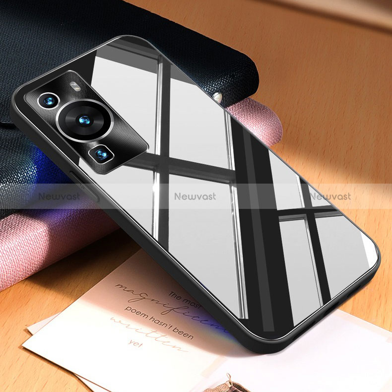 Silicone Frame Mirror Case Cover P01 for Huawei P60 Pro Black