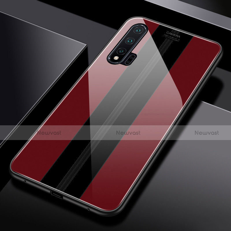 Silicone Frame Mirror Case Cover T01 for Huawei Nova 6 5G Red