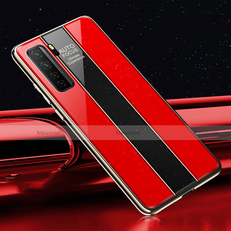 Silicone Frame Mirror Case Cover T01 for Huawei Nova 7 SE 5G Red