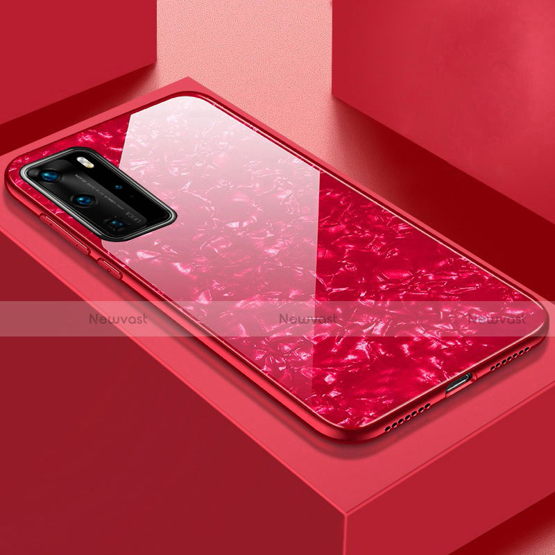 Silicone Frame Mirror Case Cover T01 for Huawei P40 Pro Red