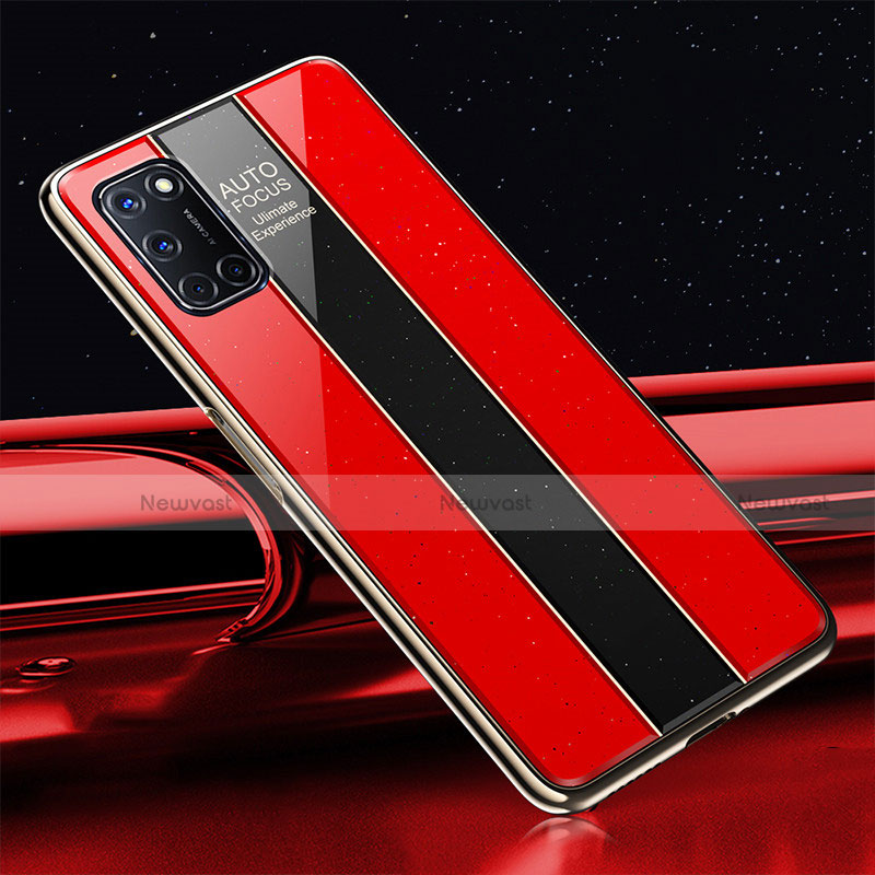 Silicone Frame Mirror Case Cover T01 for Oppo A72 Red