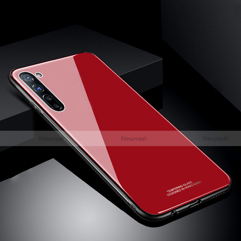 Silicone Frame Mirror Case Cover T01 for Oppo A91 Red