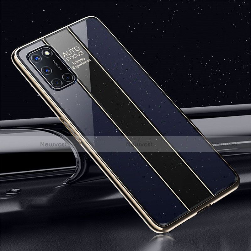 Silicone Frame Mirror Case Cover T01 for Oppo A92 Blue