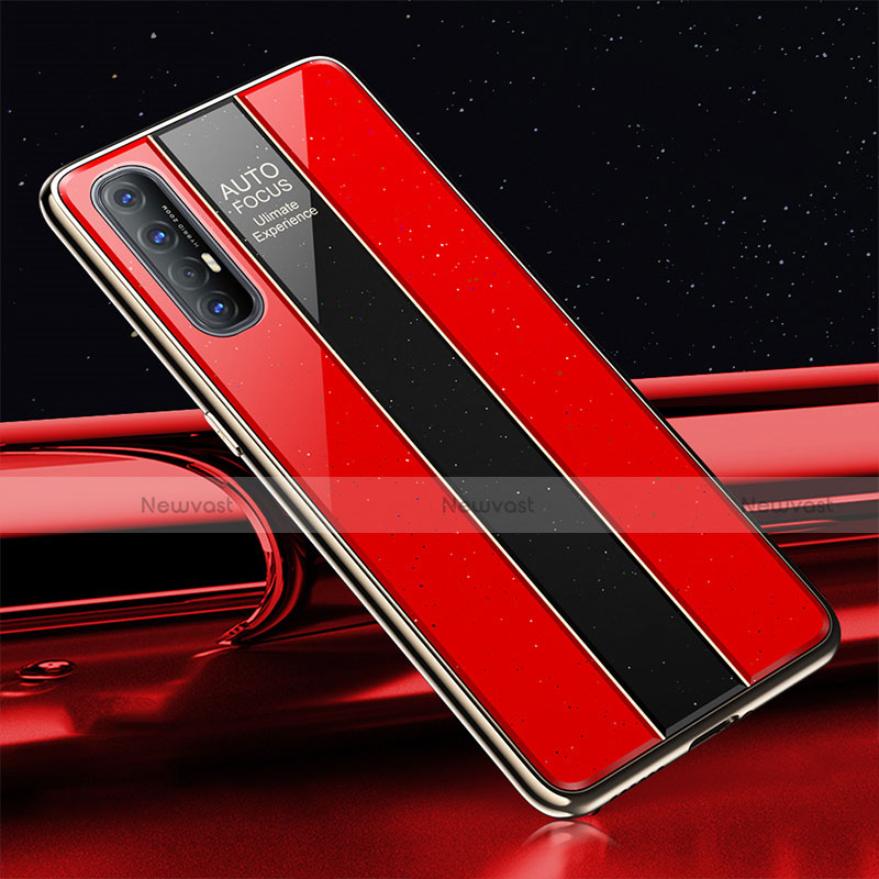 Silicone Frame Mirror Case Cover T01 for Oppo Find X2 Neo Red