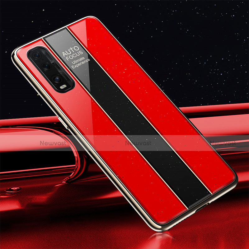 Silicone Frame Mirror Case Cover T01 for Oppo Find X2 Red