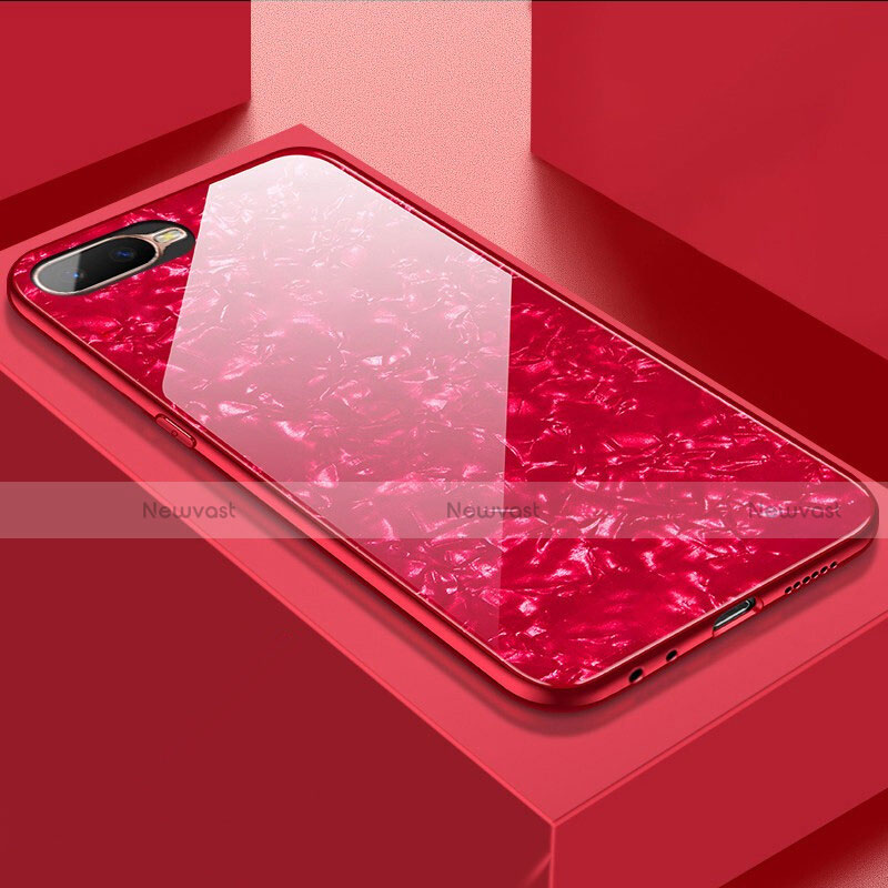 Silicone Frame Mirror Case Cover T01 for Oppo R17 Neo Red