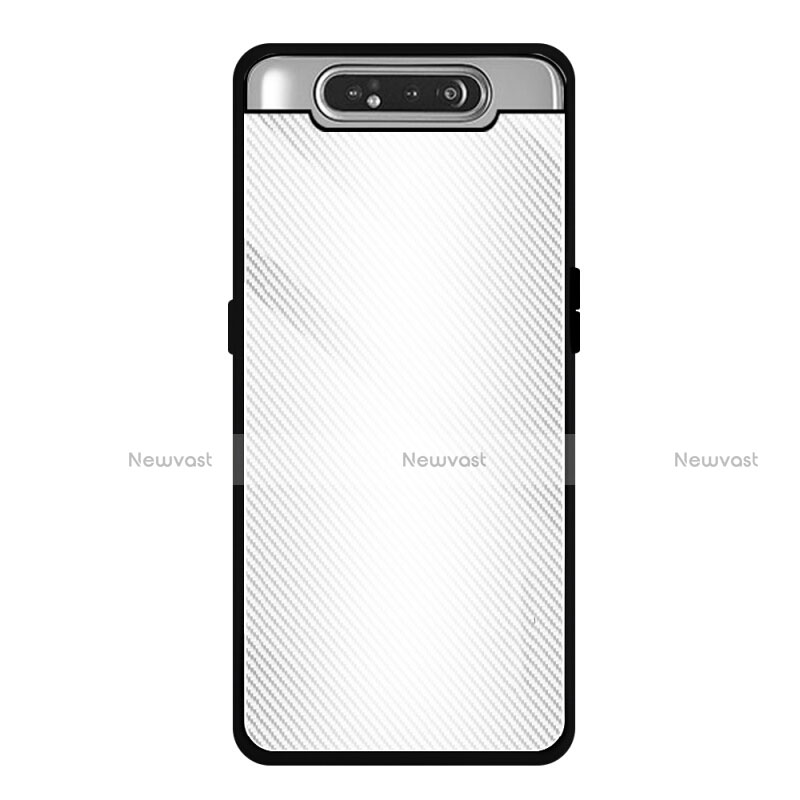 Silicone Frame Mirror Case Cover T01 for Samsung Galaxy A80 White