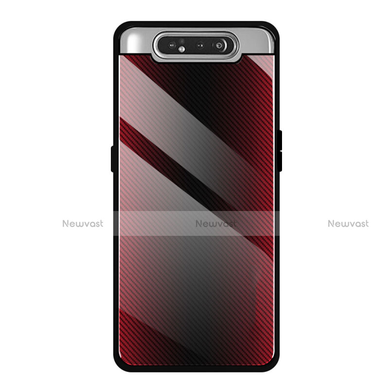 Silicone Frame Mirror Case Cover T01 for Samsung Galaxy A90 4G Red