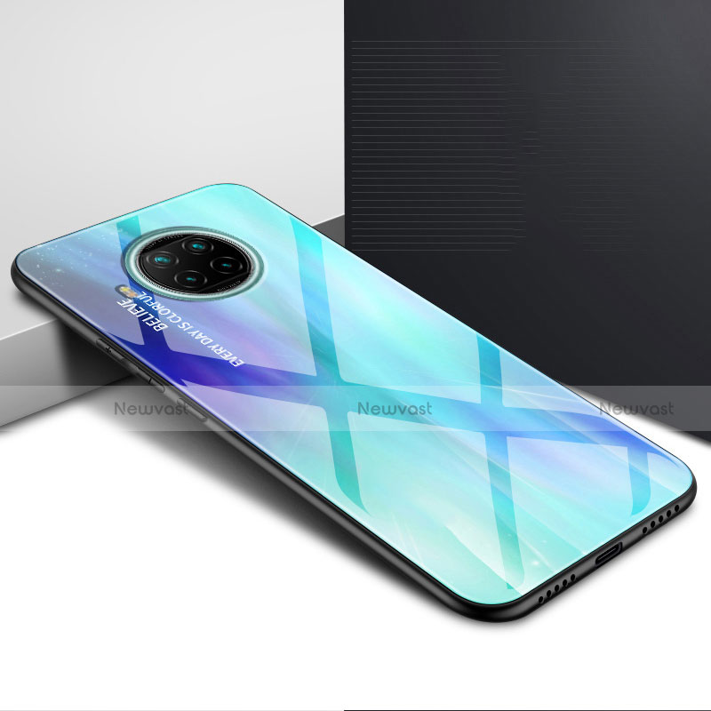 Silicone Frame Mirror Case Cover T01 for Xiaomi Mi 10i 5G Cyan