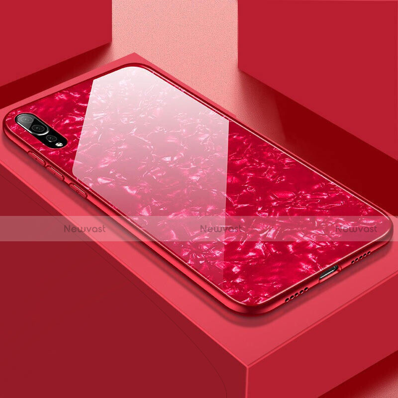 Silicone Frame Mirror Case Cover T02 for Huawei P20 Pro Red