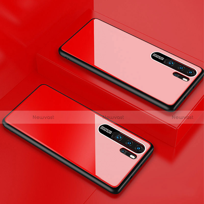 Silicone Frame Mirror Case Cover T02 for Huawei P30 Pro New Edition Red