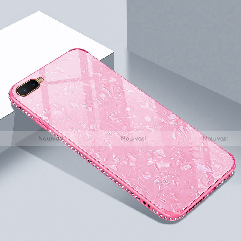 Silicone Frame Mirror Case Cover T02 for Oppo K1 Pink