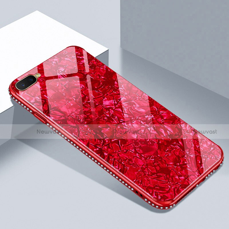 Silicone Frame Mirror Case Cover T02 for Oppo K1 Red