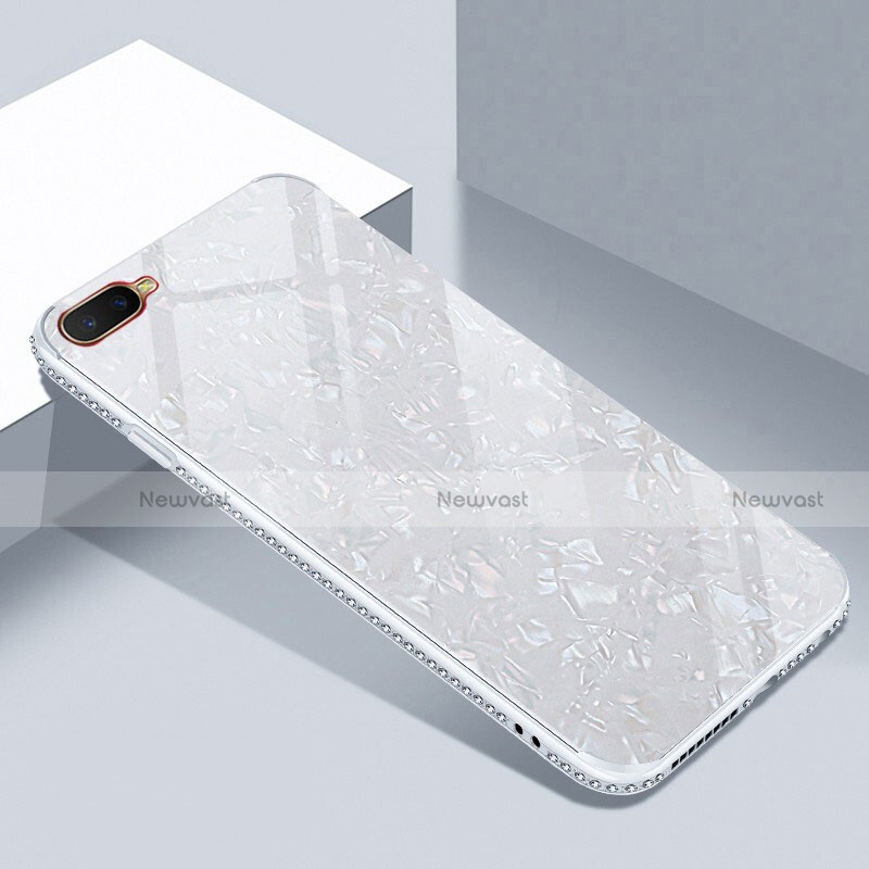 Silicone Frame Mirror Case Cover T02 for Oppo R17 Neo White