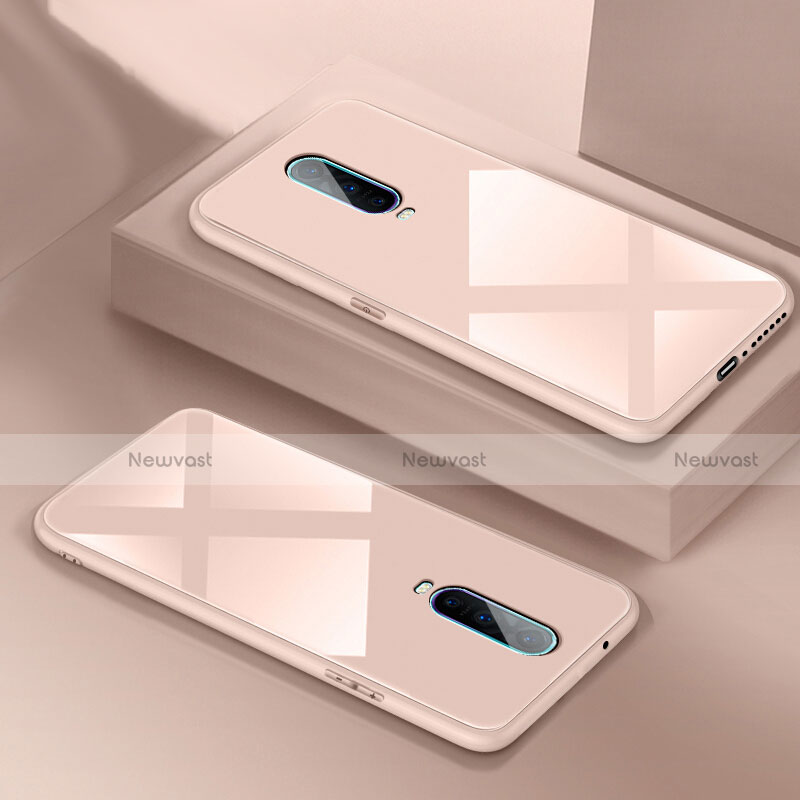 Silicone Frame Mirror Case Cover T02 for Oppo R17 Pro Pink
