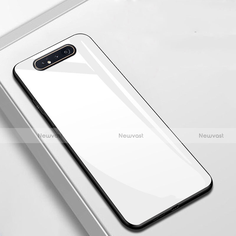 Silicone Frame Mirror Case Cover T02 for Samsung Galaxy A90 4G White
