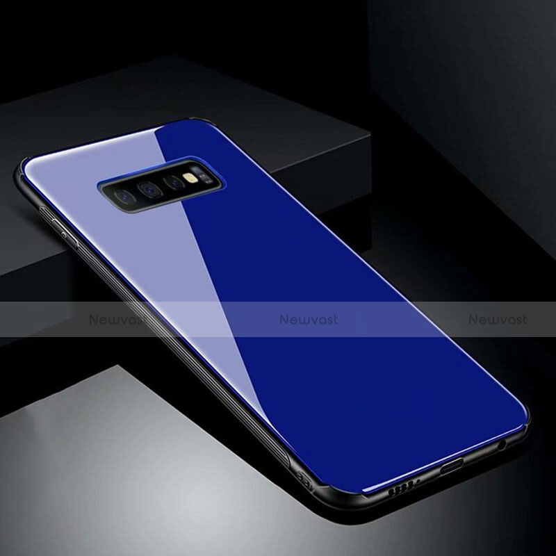 Silicone Frame Mirror Case Cover T02 for Samsung Galaxy S10 Plus Blue