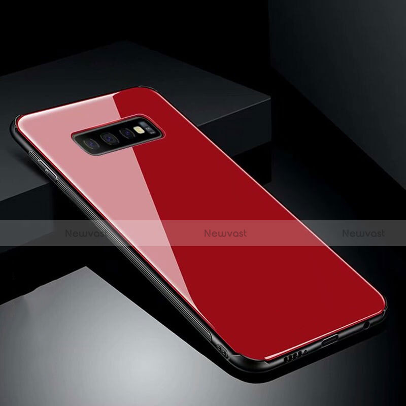 Silicone Frame Mirror Case Cover T02 for Samsung Galaxy S10 Plus Red