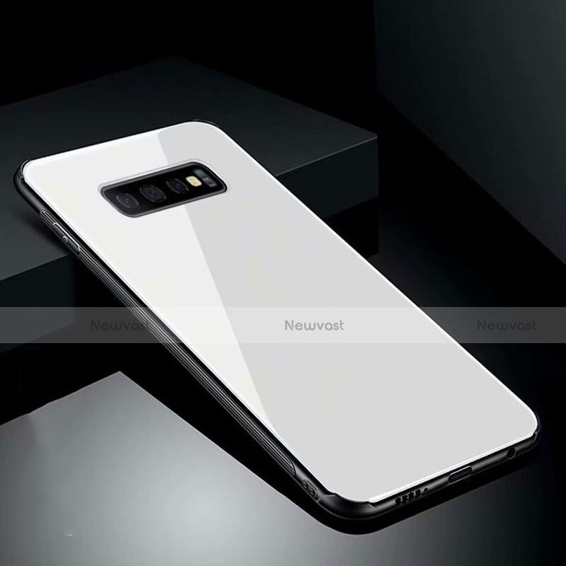 Silicone Frame Mirror Case Cover T02 for Samsung Galaxy S10 Plus White