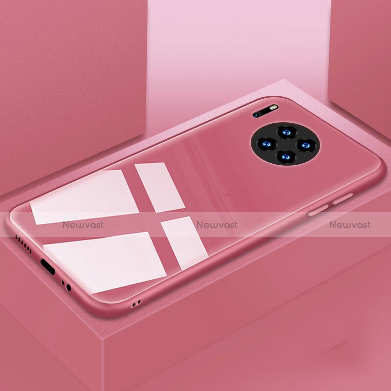 Silicone Frame Mirror Case Cover T03 for Huawei Mate 30 Pink