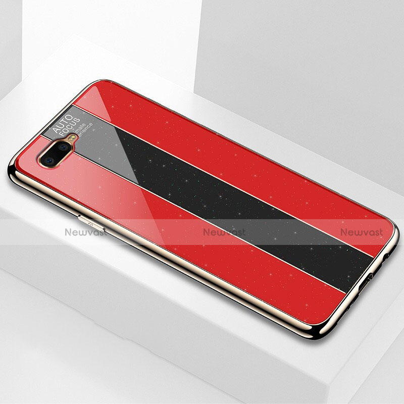 Silicone Frame Mirror Case Cover T04 for Oppo R17 Neo Red