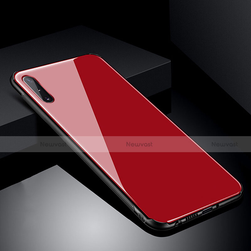 Silicone Frame Mirror Case Cover T04 for Samsung Galaxy A70S Red