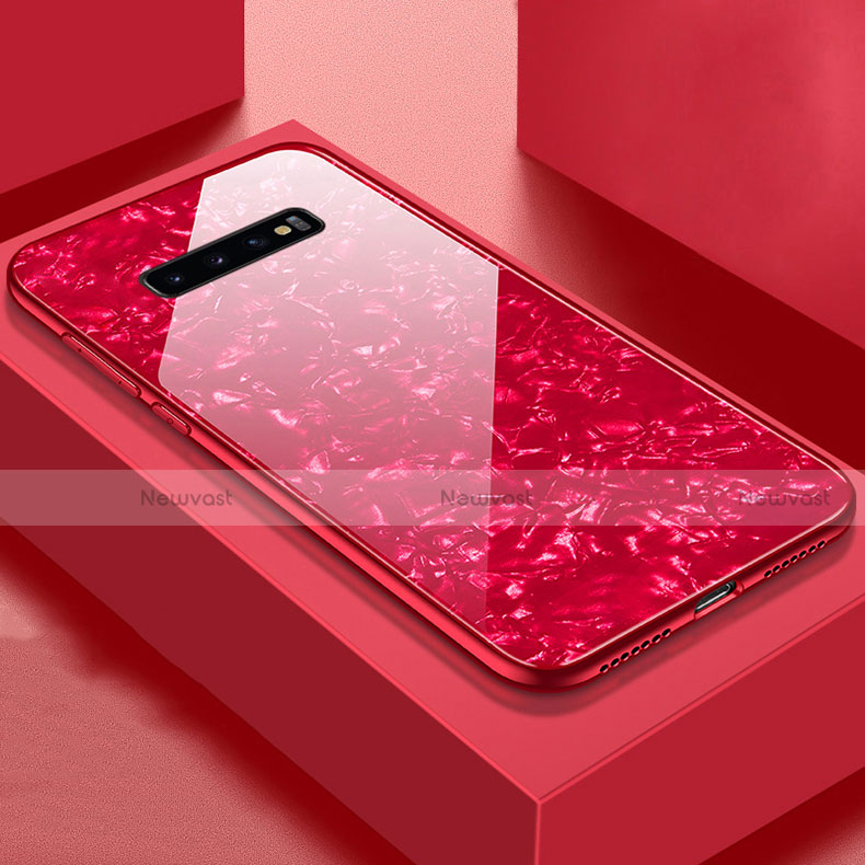 Silicone Frame Mirror Case Cover U01 for Samsung Galaxy S10 5G Red