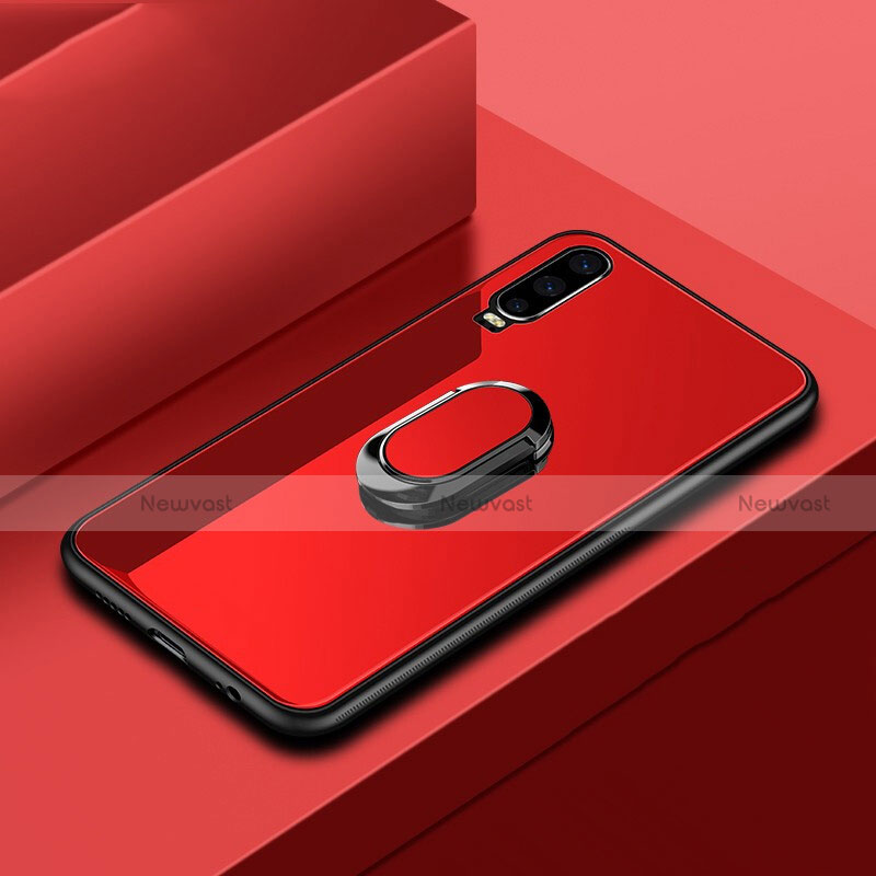 Silicone Frame Mirror Case Cover with Finger Ring Stand for Huawei P30