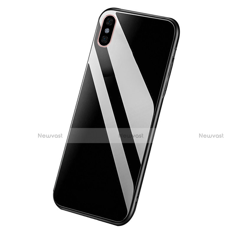 Silicone Frame Mirror Case Cover with Finger Ring Stand for Xiaomi Mi 8 Pro Global Version
