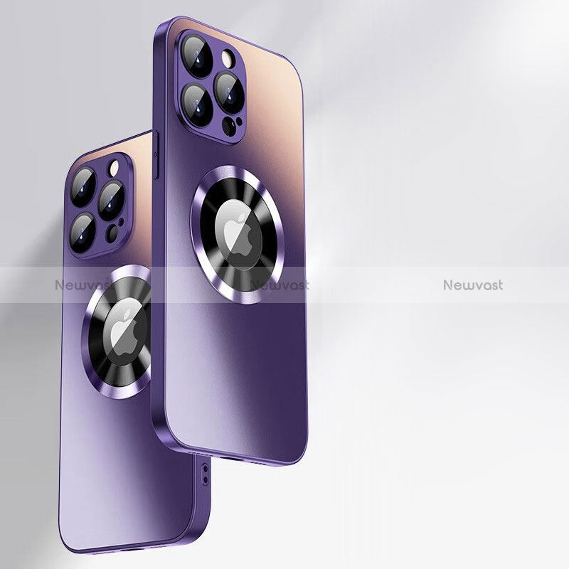 Silicone Frame Mirror Case Cover with Mag-Safe Magnetic for Apple iPhone 13 Pro Max Purple